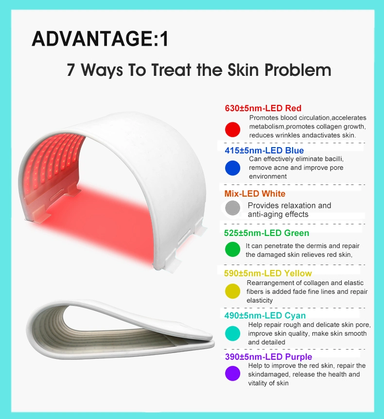 Hot Sale 7 Colors Acne Treatment Neck Body 7 Color PDT Photon LED Mask Device Skin Care Facial Machine LED Face Light Therapy